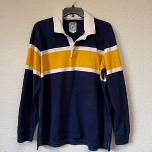 Lands' End Rugby Shirt Mens XXL Blue Stripe Long Sleeve
